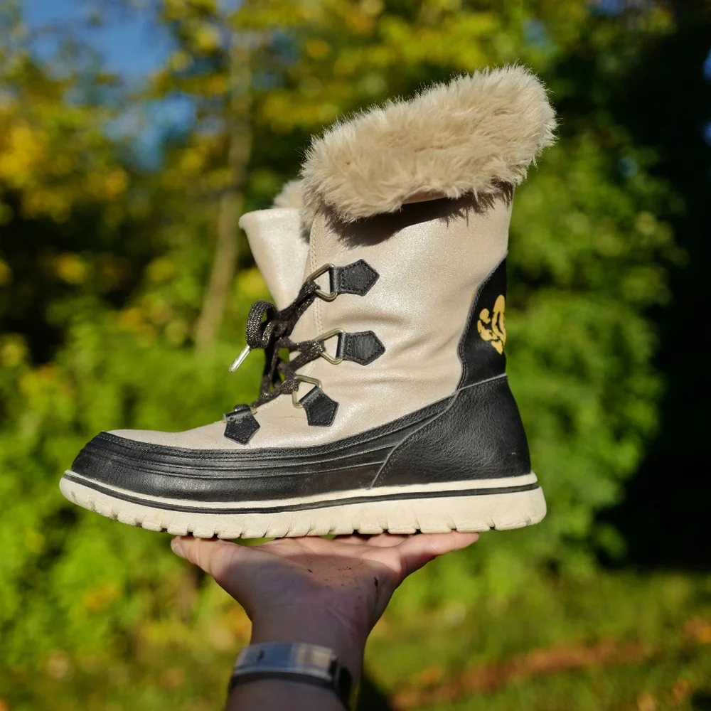Sorel Women's Winter Fur-Trim Snow Boot in Cream and Black